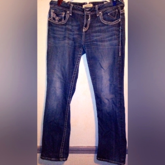 Women's Vigoss Size 15/33 Bootcut Jeans with Rhinestones on back pockets - Picture 1 of 13